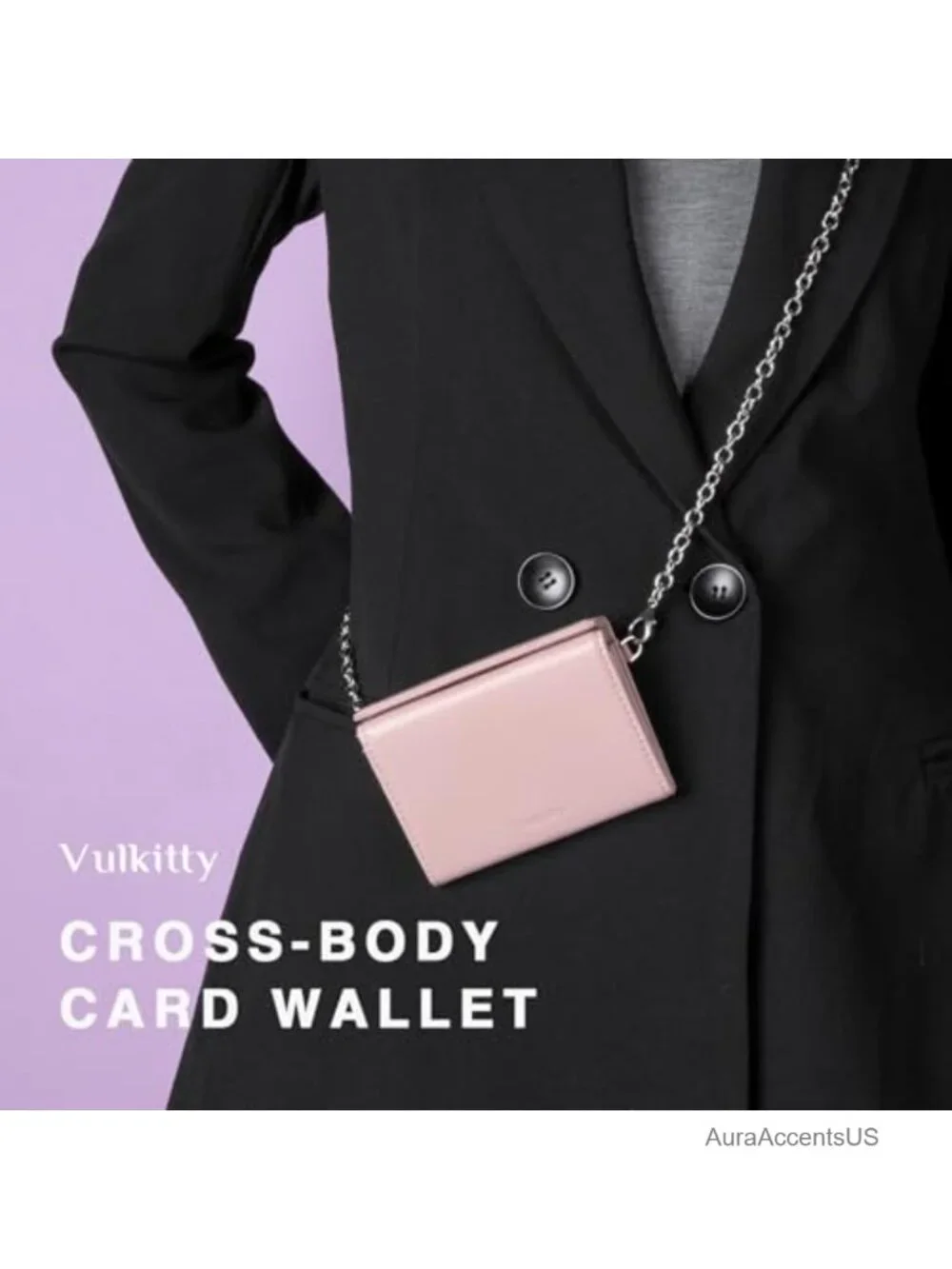 Credit Card Wallet with Chain Strap Magnetic Closure RFID Blocking Slim Coin